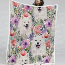 Load image into Gallery viewer, Watercolor Garden American Eskimo Dogs Soft Warm Fleece Blanket-Blanket-American Eskimo Dog, Blankets, Home Decor-2