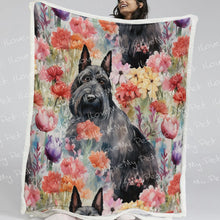 Load image into Gallery viewer, Botanical Beauty Scottish Terrier Soft Warm Fleece Blanket-Blanket-Blankets, Home Decor, Scottish Terrier-3
