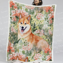 Load image into Gallery viewer, Spring Blossom Shiba Inu Soft Warm Fleece Blanket-Blanket-Blankets, Home Decor, Shiba Inu-Small-1