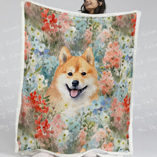 Load image into Gallery viewer, Wildflower Shiba Inu Soft Warm Fleece Blanket-Blanket-Blankets, Home Decor, Shiba Inu-2