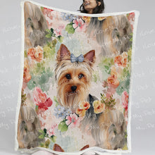 Load image into Gallery viewer, Yorkie in Summer Bloom Soft Warm Fleece Blanket-Blanket-Blankets, Home Decor, Yorkshire Terrier-2
