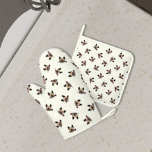 Load image into Gallery viewer, Red Rose Fawn Frenchies Oven Mitts and Pot Holder Set-Kitchen Decor-Accessories,Dog Mom Gifts,French Bulldog-1