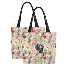 Load image into Gallery viewer, Floral Serenity Black Labradors Large Canvas Tote Bags - Set of 2-Accessories-Accessories, Bags, Black Labrador, Labrador-11