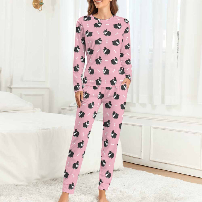 Plumpy Boston Terrier Love Women's Soft Pajama Set - 4 Colors-Pajamas-Apparel, Boston Terrier, Pajamas-Pink-XS-1