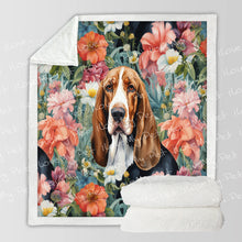 Load image into Gallery viewer, Botanical Beauty Basset Hound Fleece Blanket-Blanket-Basset Hound, Blankets, Home Decor-12