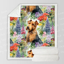 Load image into Gallery viewer, Airedale Terrier in Bloom Soft Warm Fleece Blanket-Blanket-Airedale Terrier, Blankets, Home Decor-3