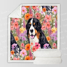 Load image into Gallery viewer, Bernese Mountain Dog in Bloom Fleece Blanket-Blanket-Bernese Mountain Dog, Blankets, Home Decor-3
