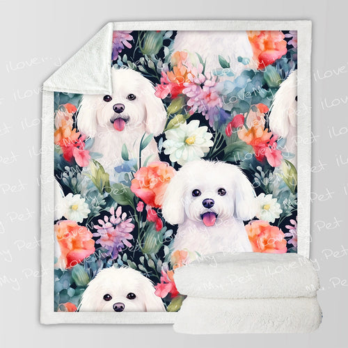 Bichon Frise in Bloom Soft Warm Fleece Blanket-Blanket-Bichon Frise, Blankets, Home Decor-Small-1