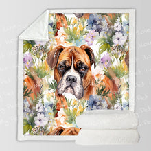 Load image into Gallery viewer, Watercolor Flower Garden Boxer Soft Warm Fleece Blanket-Blanket-Blankets, Boxer, Home Decor-3