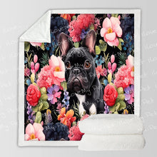 Load image into Gallery viewer, Botanical Beauty Black Frenchie Soft Warm Fleece Blanket-Blanket-Blankets, French Bulldog, Home Decor-Small-1