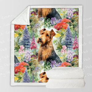 Airedale Terrier in Bloom Soft Warm Fleece Blanket-Blanket-Airedale Terrier, Blankets, Home Decor-3