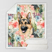 Load image into Gallery viewer, Precious German Shepherd Watercolor Garden Fleece Blanket-Blanket-Blankets, German Shepherd, Home Decor-Small-1