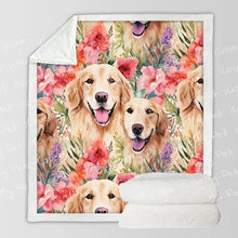 Load image into Gallery viewer, Golden Retriever Mom and Baby Bloom Soft Warm Fleece Blanket-Blanket-Blankets, Golden Retriever, Home Decor-3