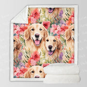 Golden Retriever Mom and Baby Bloom Soft Warm Fleece Blanket-Blanket-Blankets, Golden Retriever, Home Decor-3