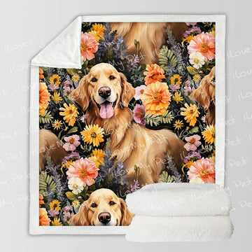 Moonlight Garden Golden Retriever Soft Warm Fleece Blanket-Blanket-Blankets, Golden Retriever, Home Decor-Small-1