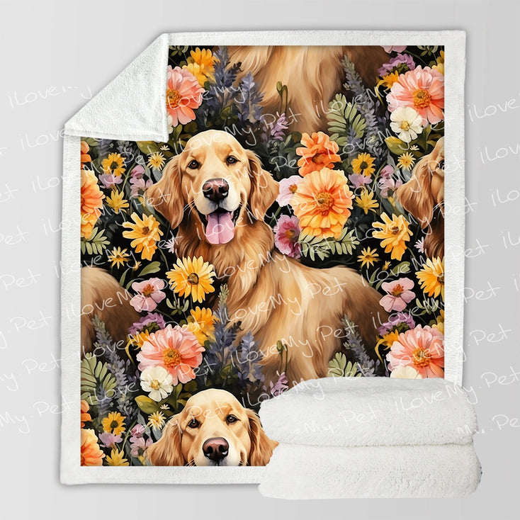 Moonlight Garden Golden Retriever Soft Warm Fleece Blanket-Blanket-Blankets, Golden Retriever, Home Decor-Small-1