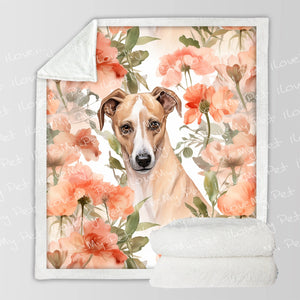 Pastel Meadow Red Fawn Grehound / Whippet Fleece Blanket-Blanket-Blankets, Greyhound, Home Decor, Whippet-3