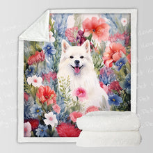 Load image into Gallery viewer, American Eskimo Dog in Bloom Soft Warm Fleece Blanket-Blanket-American Eskimo Dog, Blankets, Home Decor-3