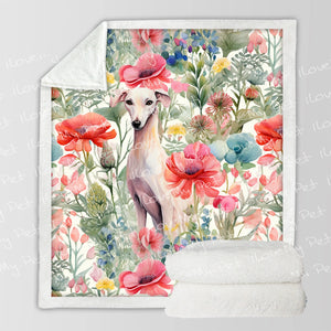 Watercolor Garden Fawn Greyhound / Whippet Fleece Blanket-Blanket-Blankets, Greyhound, Home Decor, Whippet-12