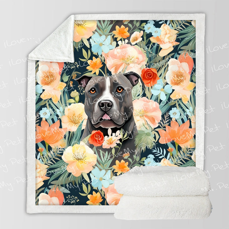 Moonlight Garden Black Pit Bull Soft Warm Fleece Blanket-Blanket-Blankets, Home Decor, Pit Bull-3