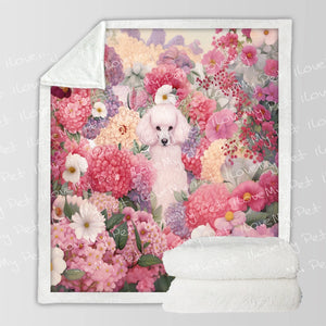 Pink Petals and Poodle Love Soft Warm Fleece Blanket-Blanket-Blankets, Home Decor, Poodle-3