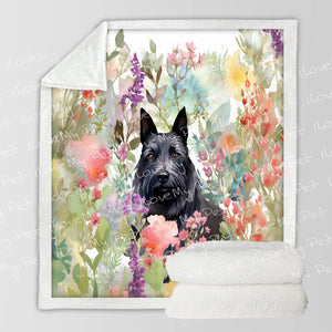 Springtime Summer Scottie Dog Love Fleece Blanket-Blanket-Blankets, Home Decor, Scottish Terrier-3
