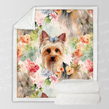 Load image into Gallery viewer, Yorkie in Summer Bloom Soft Warm Fleece Blanket-Blanket-Blankets, Home Decor, Yorkshire Terrier-3