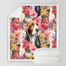 Load image into Gallery viewer, Basset Hound in Bloom Soft Warm Fleece Blanket-Blanket-Basset Hound, Blankets, Home Decor-3
