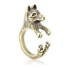 Load image into Gallery viewer, 3D Akita Finger Wrap Rings-Resizable-Antique Bronze-2