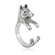 Load image into Gallery viewer, 3D Akita Finger Wrap Rings-Resizable-Silver-1