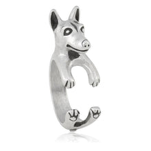 Load image into Gallery viewer, 3D Bull Terrier Finger Wrap Rings-Dog Themed Jewellery-Bull Terrier, Jewellery, Ring-Silver-Resizable-2