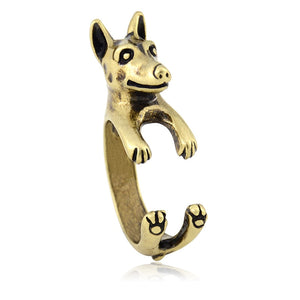 3D Bull Terrier Finger Wrap Rings-Dog Themed Jewellery-Bull Terrier, Jewellery, Ring-Antique Bronze-Resizable-5