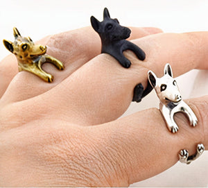 3D Bull Terrier Finger Wrap Rings-Dog Themed Jewellery-Bull Terrier, Jewellery, Ring-8