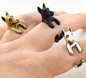 3D Bull Terrier Finger Wrap Rings-Dog Themed Jewellery-Bull Terrier, Jewellery, Ring-1