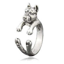 Load image into Gallery viewer, 3D Cropped-Eared Staffordshire Bull Terrier Finger Wrap Rings-Dog Themed Jewellery-Dogs, Jewellery, Ring, Staffordshire Bull Terrier-3