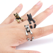 Load image into Gallery viewer, 3D Cropped-Eared Staffordshire Bull Terrier Finger Wrap Rings-Dog Themed Jewellery-Dogs, Jewellery, Ring, Staffordshire Bull Terrier-6