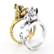 Load image into Gallery viewer, 3D Cropped-Eared Staffordshire Bull Terrier Finger Wrap Rings-Dog Themed Jewellery-Dogs, Jewellery, Ring, Staffordshire Bull Terrier-8