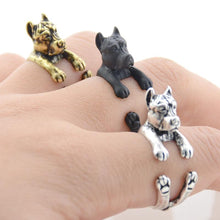 Load image into Gallery viewer, 3D Cropped-Eared Staffordshire Bull Terrier Finger Wrap Rings-Dog Themed Jewellery-Dogs, Jewellery, Ring, Staffordshire Bull Terrier-9