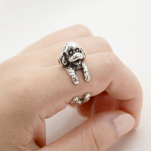 3D Doodle / Toy Poodle Finger Wrap Rings-Dog Themed Jewellery-Dogs, Doodle, Goldendoodle, Jewellery, Labradoodle, Ring, Toy Poodle-Resizable-Antique Silver-2