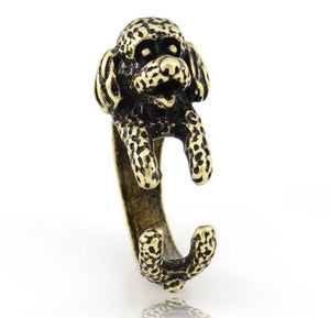 3D Doodle / Toy Poodle Finger Wrap Rings-Dog Themed Jewellery-Dogs, Doodle, Goldendoodle, Jewellery, Labradoodle, Ring, Toy Poodle-Resizable-Antique Bronze-5