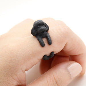 3D Doodle / Toy Poodle Finger Wrap Rings-Dog Themed Jewellery-Dogs, Doodle, Goldendoodle, Jewellery, Labradoodle, Ring, Toy Poodle-Resizable-Black Gun-6