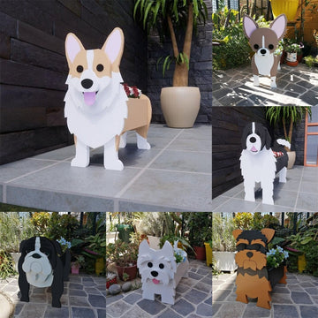 Small Wooden Corgi Planter outlet Box