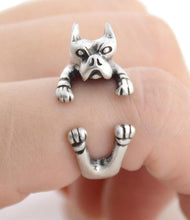 Load image into Gallery viewer, 3D American Pit Bull Terrier Finger Wrap Rings-Dog Themed Jewellery-American Pit Bull Terrier, Dogs, Jewellery, Ring-Resizable-Antique Silver-2