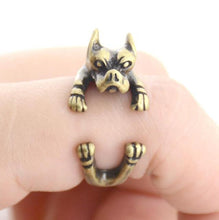 Load image into Gallery viewer, 3D American Pit Bull Terrier Finger Wrap Rings-Dog Themed Jewellery-American Pit Bull Terrier, Dogs, Jewellery, Ring-Resizable-Antique Bronze-4