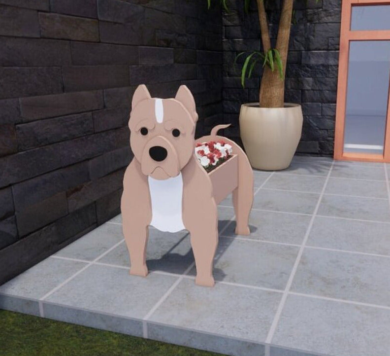 3d Pit Bull Love Small Flower Planter