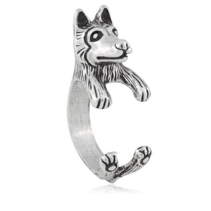 3D Siberian Husky Finger Wrap Rings-Dog Themed Jewellery-Dogs, Jewellery, Ring, Siberian Husky-3
