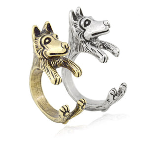 3D Siberian Husky Finger Wrap Rings-Dog Themed Jewellery-Dogs, Jewellery, Ring, Siberian Husky-5