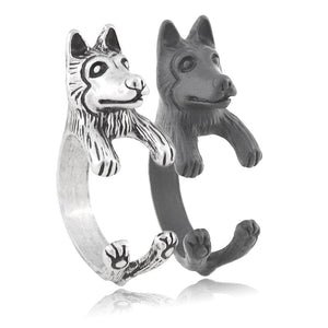 3D Siberian Husky Finger Wrap Rings-Dog Themed Jewellery-Dogs, Jewellery, Ring, Siberian Husky-8