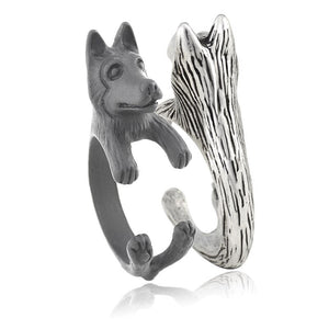 3D Siberian Husky Finger Wrap Rings-Dog Themed Jewellery-Dogs, Jewellery, Ring, Siberian Husky-9