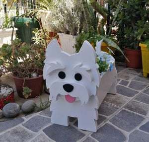 Image of a super cute West Highland Terrier flower pot in the most adorable 3D Westie design